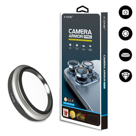 X.One Camera Armor Pro Lens Szkło Szafirowe 9H+ na Tylny Obiektyw Aparatu do iPhone 15 Pro Max / iPhone 15 Pro (Silver)