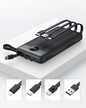 Veger C10 Power Bank 10 000 mAh z Wbudowanym Przewodem USB-A, Lightning, USB-C, Micro-USB (Black) (2)