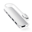 Satechi Slim Multiport Hub V2 Adapter z Portem USB-C, USB-C, 2x USB-A, 4K HDMI, Czytnik Kart Micro/SD do Urządzeń Mobilnych (Silver) (1)