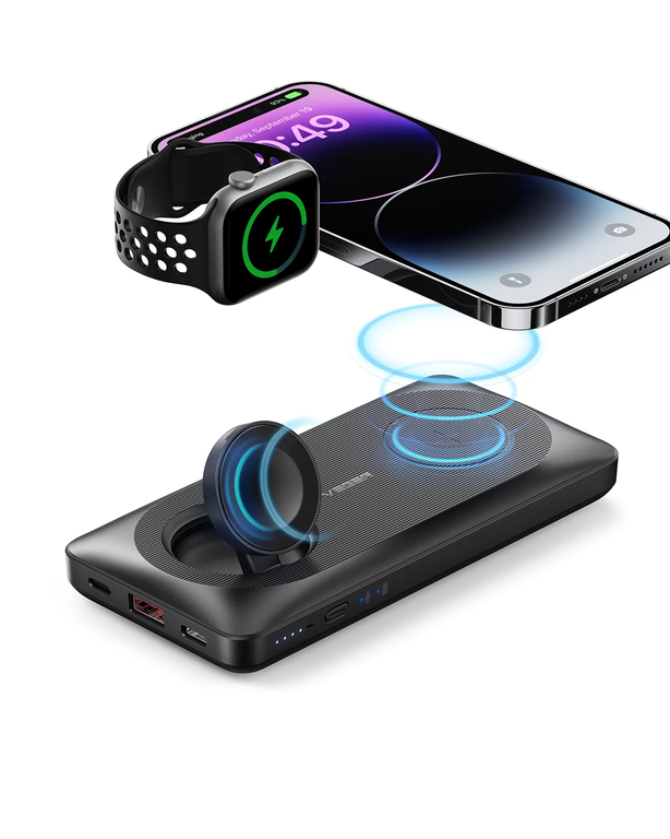 Veger MagMulti Power Bank 10 000 mAh PD 20 W do iPhone / Apple Watch / AirPods (Kompatybilny z MagSafe) (Black) (1)