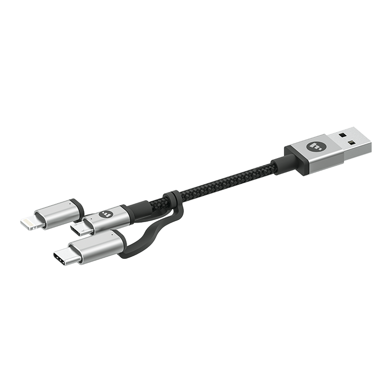 Mophie Przewód USB 3w1 ze Złączami Lightning / USB-C / Micro-USB (1 m) (Black)