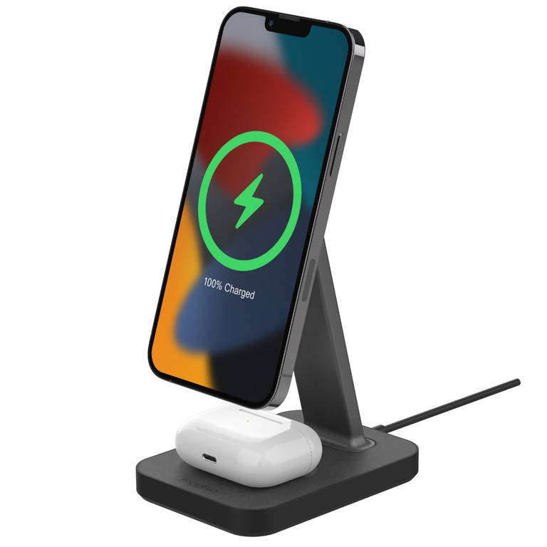 Mophie Snap+ Charging Stand & Pad Ładowarka Bezprzewodowa 15 W do iPhone / AirPods (Kompatybilne z MagSafe) (Black)  (1)