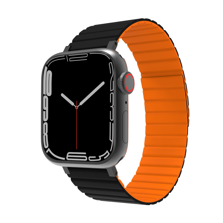 [End of Life] JCPal FlexForm Pasek do Apple Watch Ultra 2 / Ultra 1 / SE / 9 / 8 / 7 / 6 / 5 / 4 (49 / 45 / 44 / 42 mm) (Black/Orange) (1)