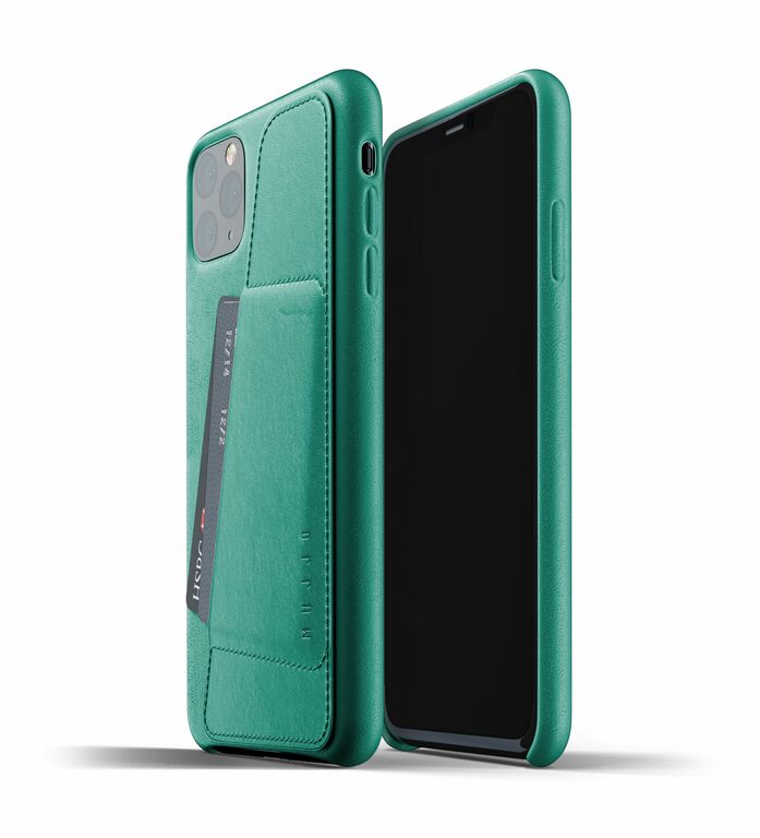 (EOL) Mujjo Full Leather Wallet Case Etui Skórzane na Karty do iPhone 11 Pro Max (Alpine Green) (1)